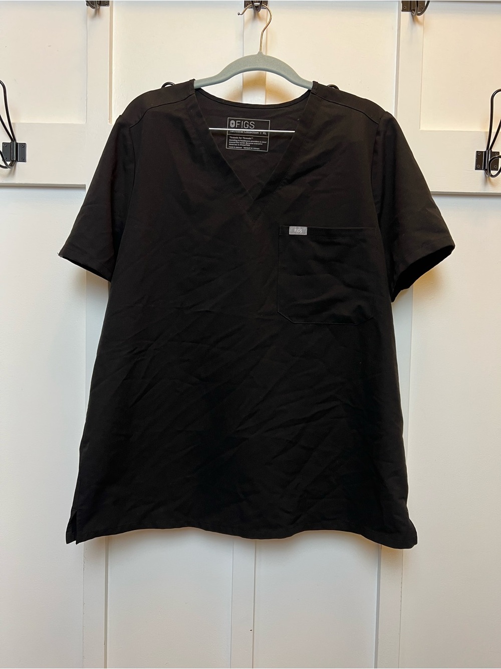 Figs Scrub Top Womens XL Black Catarina Medical Technical Collection Pocket Slim